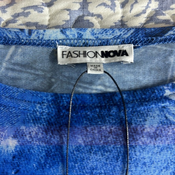 Fashion Nova Delilah Denim Print Mesh Midi Dress - Picture 5 of 6